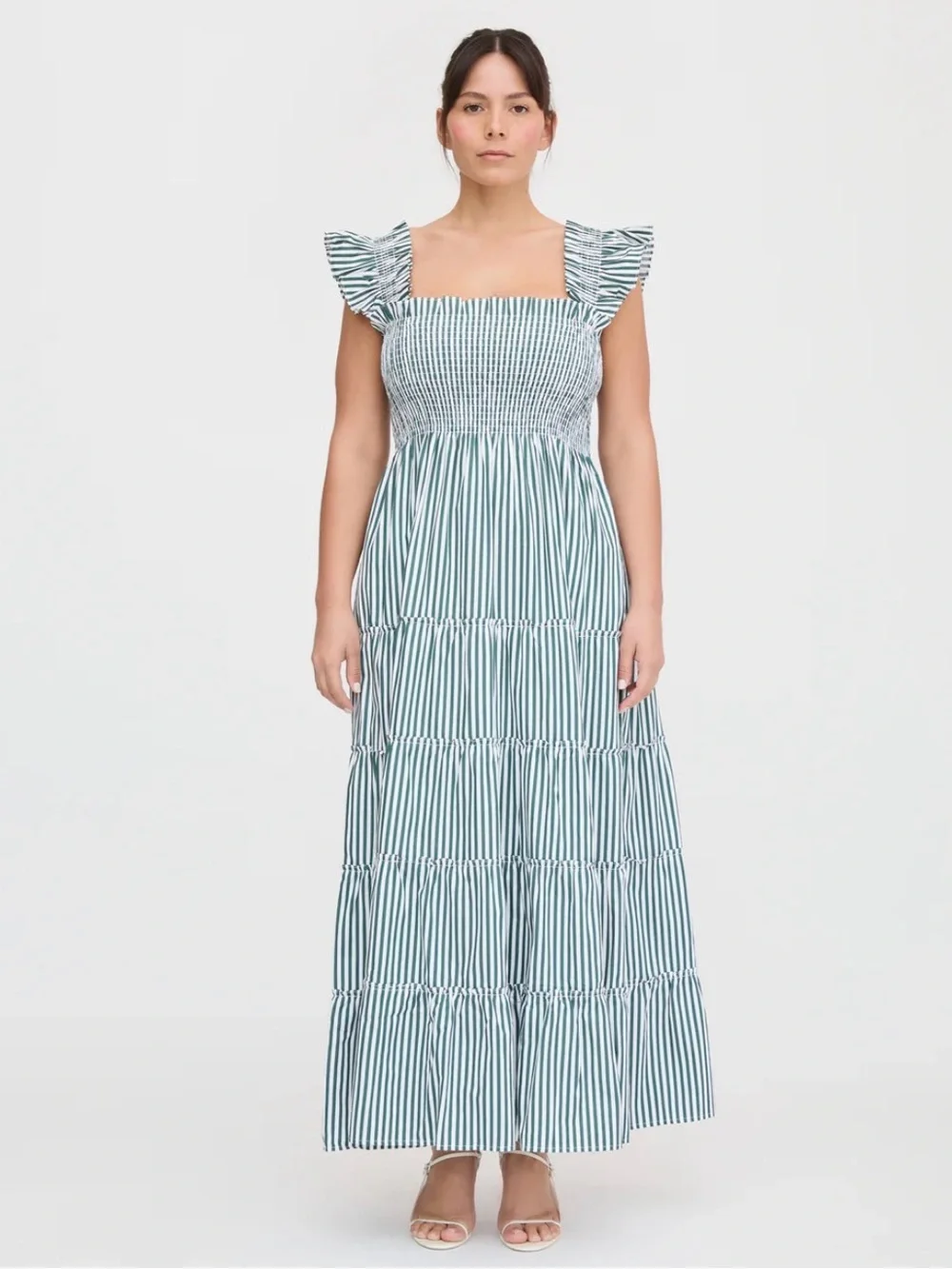 NWT!! Hill House Striped Green and White Maxi Dress - Picture 5 of 11